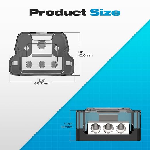 Distribution Block Car Audio, Malictele 3 Way Power Distribution Block 1 x 0/2/4 Gauge Input 3 x 4/8 Gauge Output Amp Power Distribution Block Car Audio Amplifier Splitter for Vehicles Boats 2 Pack
