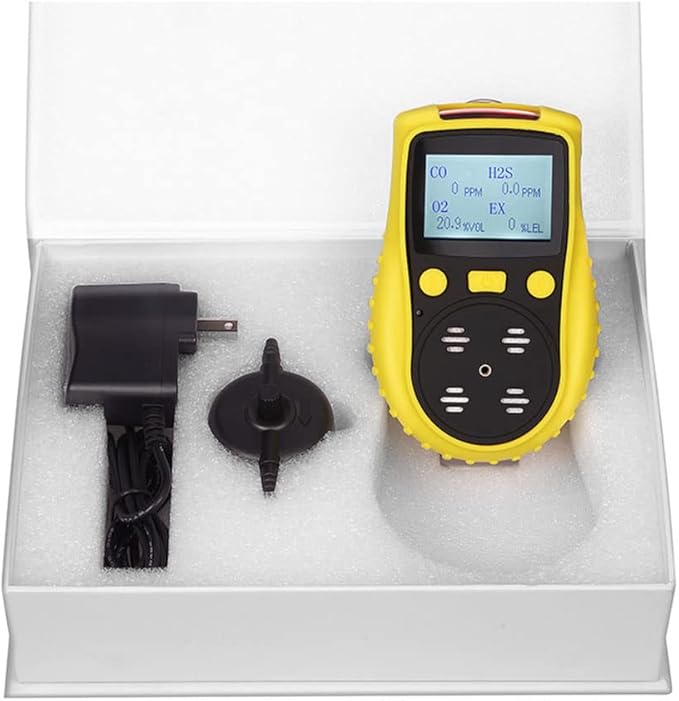 ATO Handheld Multi Gas Detector, CO, H2S, O2, LEL, 4 Gas Monitor, with Sound, Light and Vibration Alarms (with Data Logging)