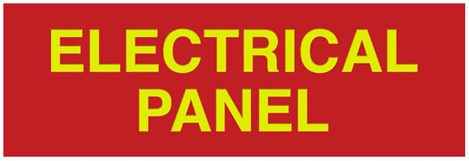 All Quality Basic Electrical Panel Sign - Fire Regulation Safety Compliance Sign - Red/Gold - Large (2 Pack)