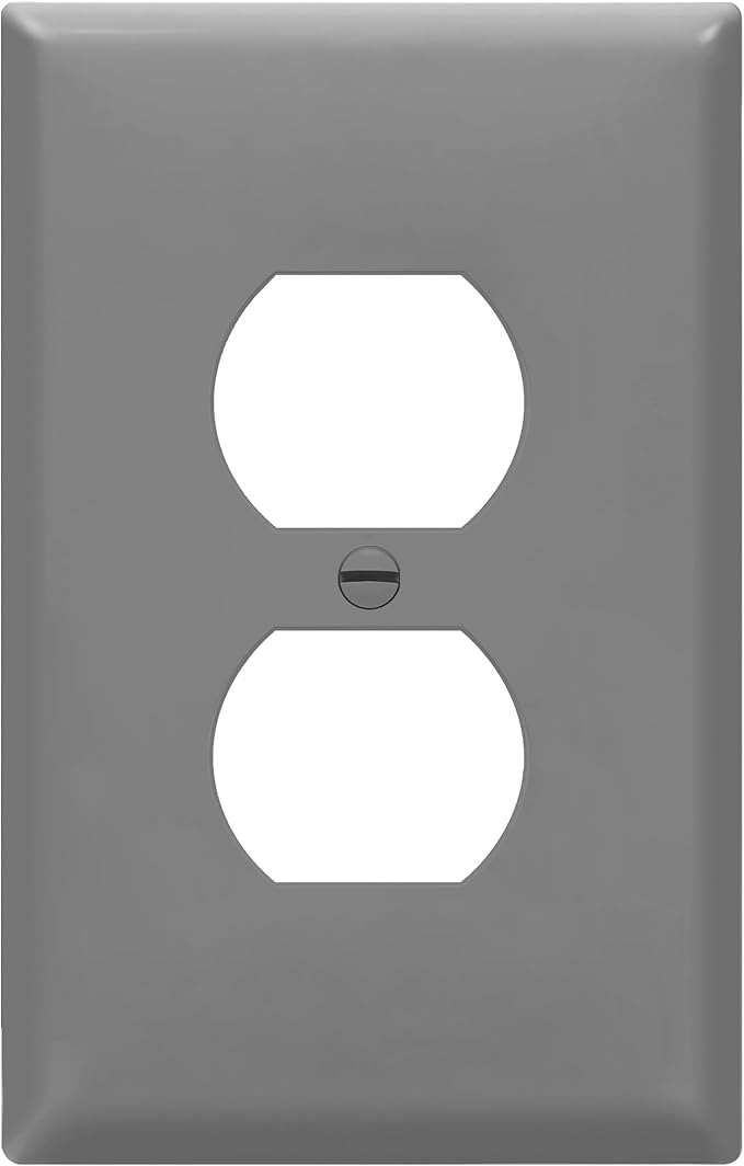 ENERLITES Duplex Receptacle Outlet Wall Plate, Electrical Outlet Cover, Gloss Finish, Mid-Size 1-Gang 4.88" x 3.11", Unbreakable Polycarbonate Thermoplastic, UL Listed, 8821M-GY, Gray