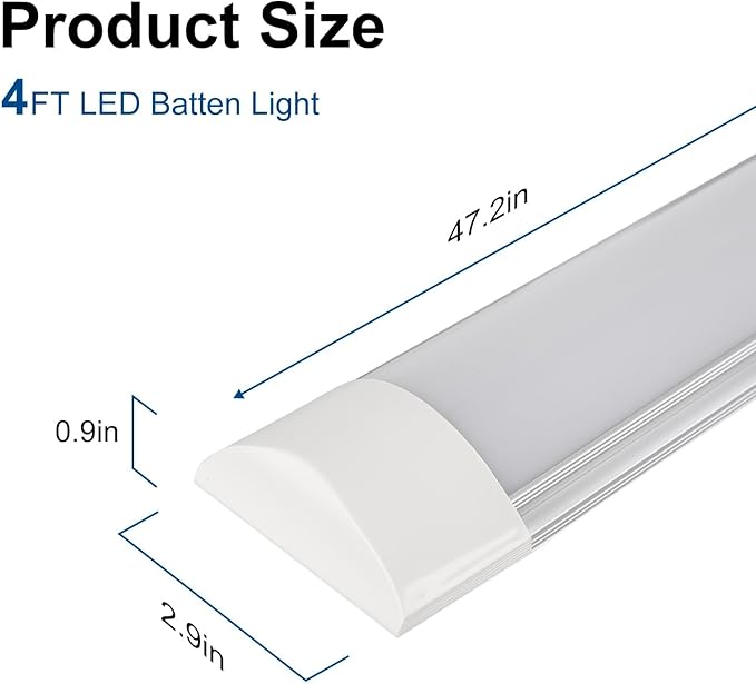 colmeguna 1 Packs 4FT LED Batten Light, Ultra-Thin Ceiling Surface Mounted Light, 40W, 4000K, IP20, LED Ceiling Lamp for Garage, Shop, Hallway, Office, Market, ver.2