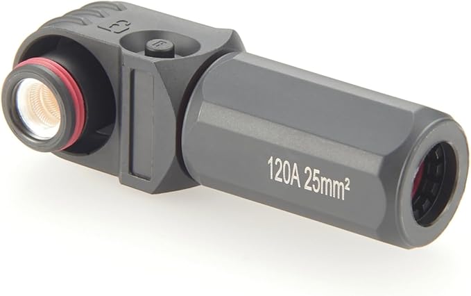 IP67 Waterproof 25mm² 120A High Voltage High Current Battery Energy Storage Connector Right Angle Single Core Plug,1PC (Black, 120A)