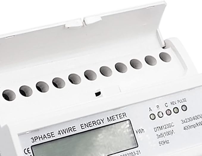 Tyenaza Energy Meter, Digital 3 Phase Energy Meter, LCD Display White ABS Housing 50Hz Electricity Usage Monitor 230 400V