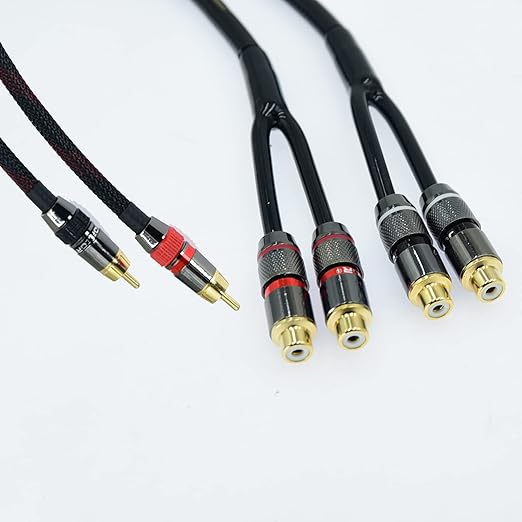 Arklove 5ft Shielded RCA Splitter Subwoofer Stereo Audio Video Cable 1 Male to 2 Female Dual Speaker Y Adapter Connector Extension Cord 24k Gold Plated(2 Pack)