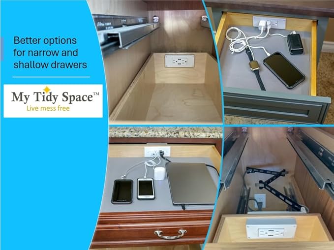 My Tidy Space (2) PD30W USB-C (2) 15 Amp Compact Drawer Docking Station Outlet Plugs