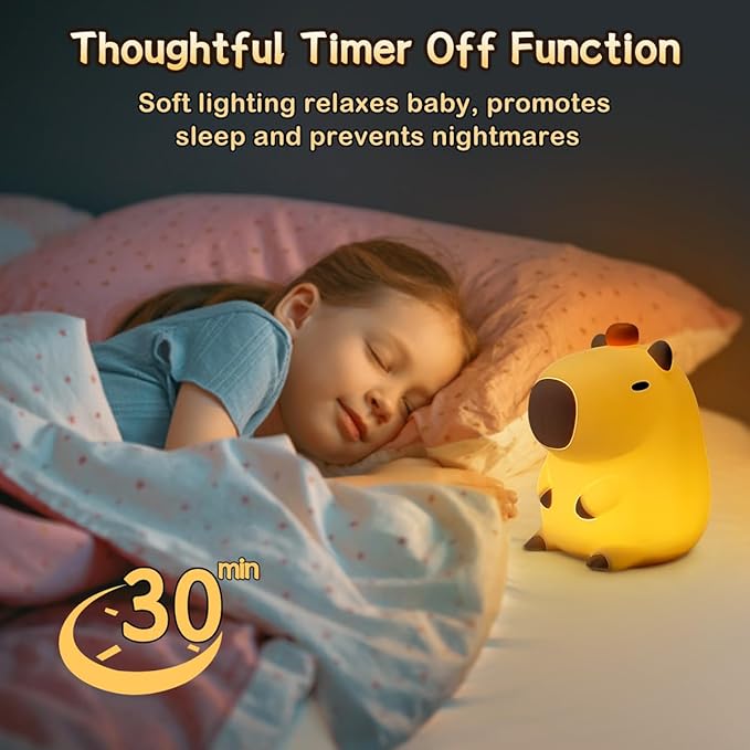 LEDHOLYT Capybara Cute Night Light for Kids, Rechargeable LED Dimmable Silicone Nightlight for Kids,Funny Light Up Capibara,Squishy Capybara Lamp Xmas Gifts