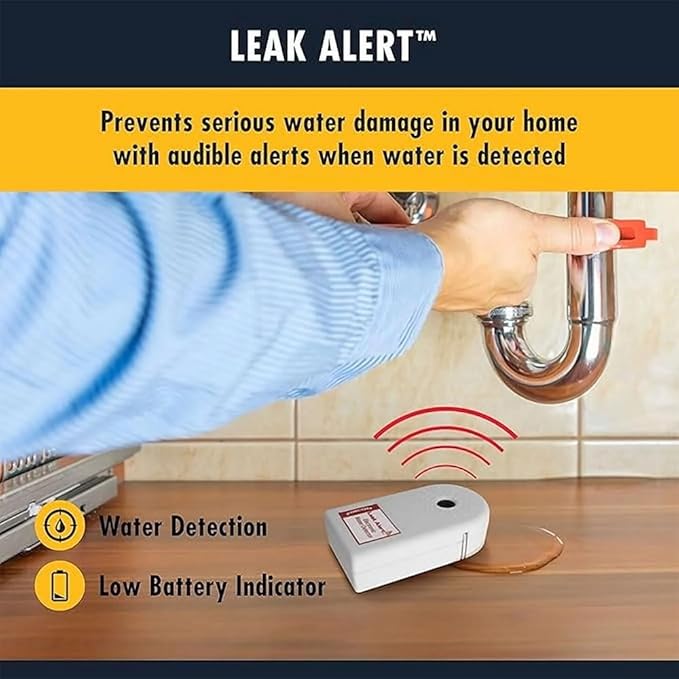 Zircon Leak Alert 3-Pack Water Detector Alarm – 90 dB Battery-Powered Leak & Flood Sensor for Basement, Kitchen, Bathroom, Utility Room – Early Water Detection & Damage Prevention