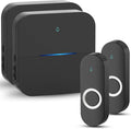 AIDA Lighted Wireless Doorbell, Home Waterproof Doorbell 1,000ft Range, 5 Volume Levels with 58 Doorbell Chimes & LED Flash (Black, Doorbell with 2 transmitters & 2 Receivers)