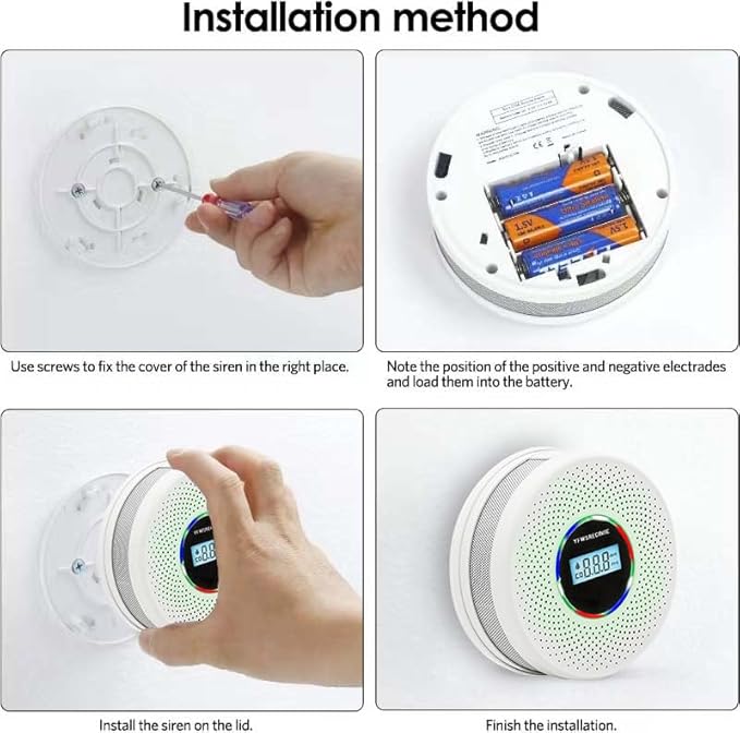 Yfwsrecinoe 3 Pack Upgraded Combination Smoke and Carbon Monoxide Alarm Detector, Dual Sensor Smoke Alarm&Carbon Monoxide Detector (Includes Battery)
