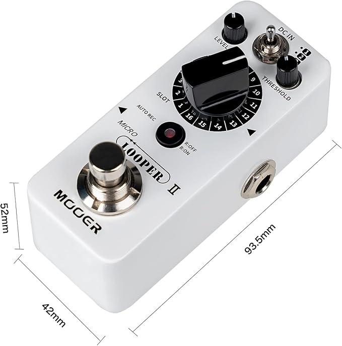 MOOER Micro Looper II Guitar Loop Pedal With 480 Minutes Recording, AUTO REC Function, 3 Saving Banks and 16 Slots Per Bank