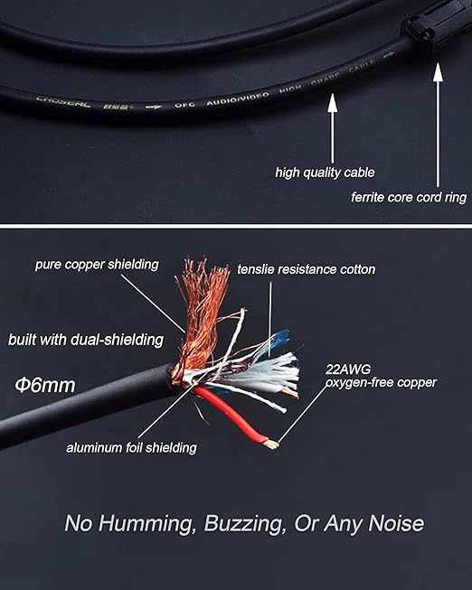 Diaianyfi Audiophile RCA to 2RCA Subwoofer Cable,1 RCA Male to 2 RCA Male Audio Cable RCA Y-Adapter,Oxygen-Free Copper,Nylon Braided Jacket (9.9fFT)