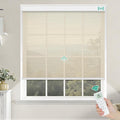 Kilonity Motorized Roller Shades, Light Filtering Remote Control Custom Window Shades Compatible with Alexa Google Assistant via RF Hub, Rechargeable Electric Blinds for Windows (Fireproof Beige)