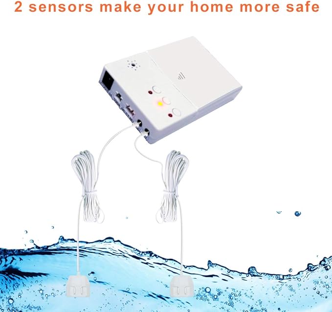 E-SDS Water Leak Detector with Shutoff Valve Sounds Alarm, Automatic Water Leak Shut Off Valve System for Pipes 3/4 NPT, Flood Prevention for Laundry,Water Heaters and More