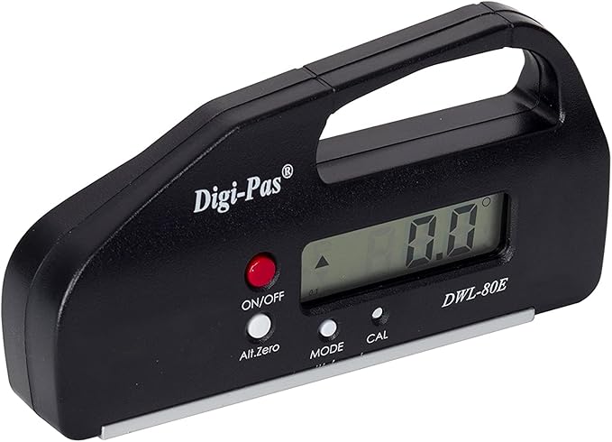 DigiPas DWL80E Pocket Size Digital Level, Electronic Angle Gauge, Protractor, Angle Finder, Bevel Gauge, 0.1°, 4 inch,Black