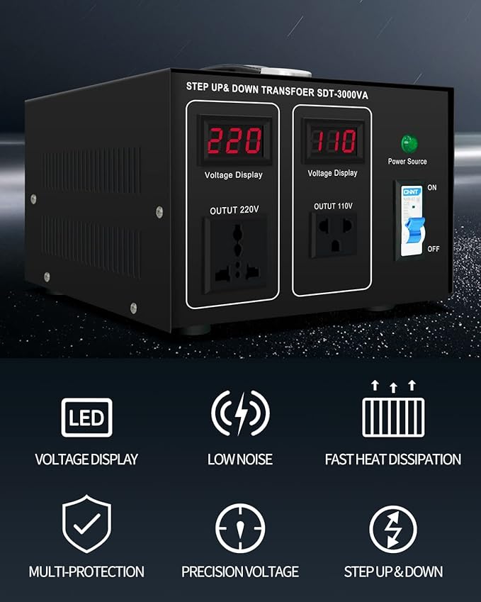 Step Down/Up Transformer 220v to 110v, 3000W Voltage Converter 110 to 220 120v to 240V Heavy Duty Power Transformer