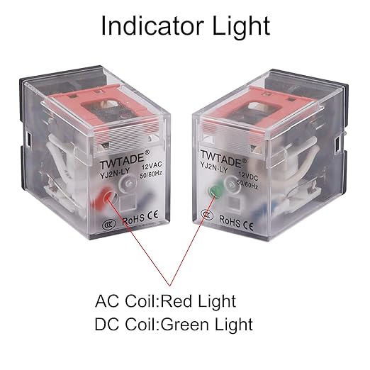 TWTADE/2PCS AC 24V Relay 10A Electromagnetic Power Coil Relay 10A 8 Pins 2DPT 2NO 2NC with Indicator Light, Socket Base & DIN Rail -YJ2N-LY