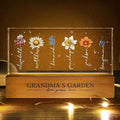 Peties.com Personalized Rectangle LED Light - Birthday Keepsake, Family Home Décor, Meaningful Gift for Grandma, Mother’s Day or Christmas Gift - Grandma's Garden Birth Month Flowers