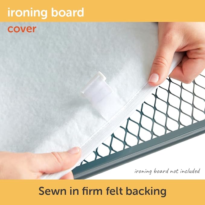 oliso Ironing Board Cover – 100% Cotton with Professional Felt Pad, Fits Standard 54" x 15" Boards – Secure Fit with Wide Elastic Edge & Adjustable Straps – Yellow