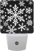Pigsaly Led Night Light White Black Texture Christmas Snowflakes Night Light Plug in Wall Lamp Smart Dusk to Dawn Sensor Nightlight Led Lamp Energy Saving Lights Gift for Kids Room Bedroom Bathroom H