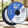 Elite 12/2 Speaker Wire 100ft, UL Listed, CMR/CL3R, (Riser/in-Wall & Outdoor/In-Ground (Direct Burial)- 100% Oxygen Free Pure Bare Copper (OFC), 12AWG/2-Conductor, 100ft Bulk Cable (65 Strands) White