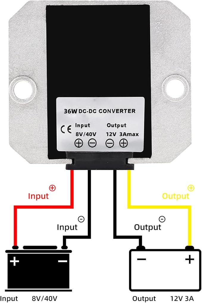MGGi DC 8V-40V to 12V 3A 36W, Boost Converter Voltage Regulator, Step Down Step Up Power Adapter Voltage Booster, Reducer Waterproof Module Transformer for Golf Cart Club Car Truck Vehicle