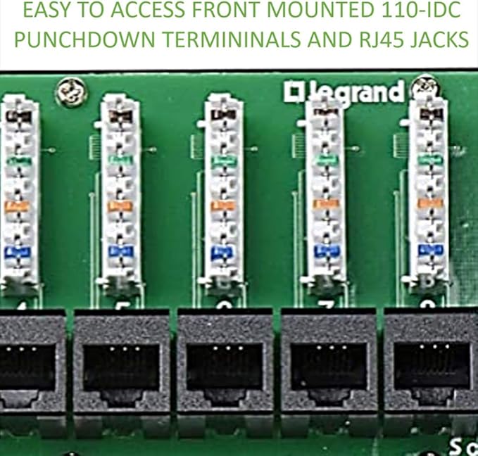 Legrand - OnQ Cat5e Network Interface Module, Wifi Module with 8 Ports, Network Box Provides Connectivity to Ethernet Connected Devices, Black, AC1058