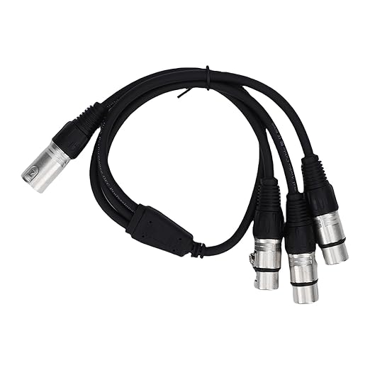 Estink XLR Splitter Cable 3 Pin Male to 3 Female Y Splitter with Zinc Alloy Connectors for Balanced Audio Signal in Studio Live Performance 2ft