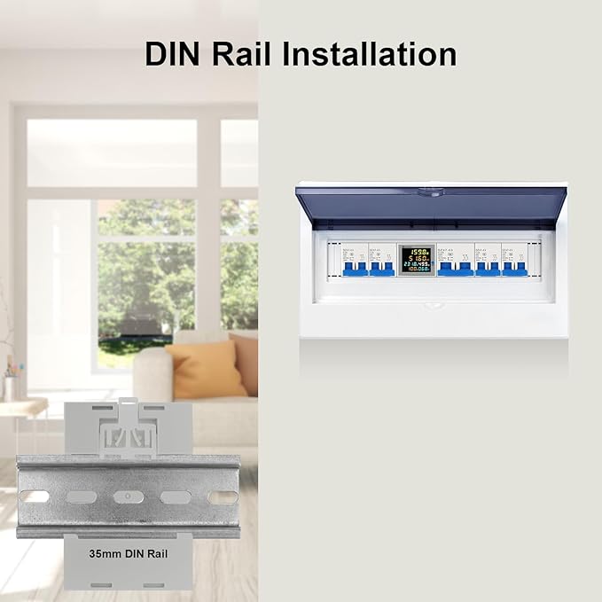 KETOTEK Single Phase Energy Meter Din Rail Electricity Usage Monitor AC 40-300V 100A Voltmeter Ammeter Watt Kwh Frequency Power Meter Built-in CT 110V