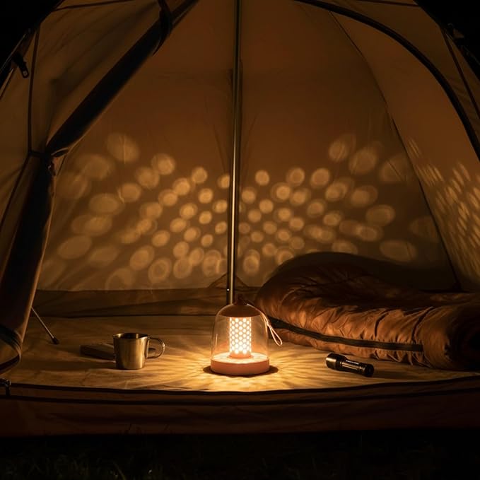 MKLK Camping Lantern, IPX4 Waterproof Touch Control LED Night Light, USB Rechargeable & Long Lasting Battery, Portable Hanging Tent Lamp for Outdoor Camping Hiking Backpacking, Pink