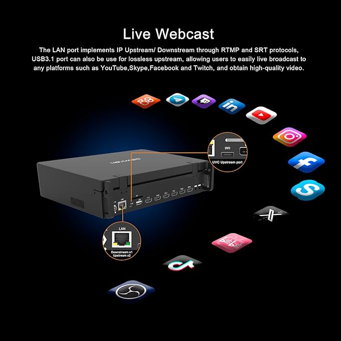 MOVMAGIC MF10 10.1 Inch 5CH Video Mixer with 2HDMI(4K60P) Input,PTZ,8-Layer Editing,Landscape & Portrait,Recording & Replay,USB 3.1,Video switcher for Live Streaming NDI(Optional) Upgradable