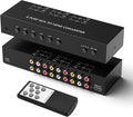 RuiPuo 6Port AV to HDMI Converter RCA/Composite/CVBS Adapter Support 16:9/4:3 Switch for Wii/N64/PS1/PS2/PS3/VHS/VCR/DVD Players etc (6Port RCA in to 1 HDMI Converter with IR Remote)