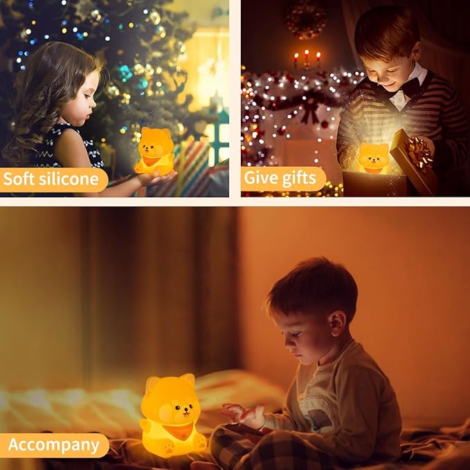 Rytinazzz Red Panda Night Light, 50-Hour Battery & Pat Control, Squishy Silicone Lamp for Kids Nursery, USB Rechargeable with Timer, Valentines Gifts