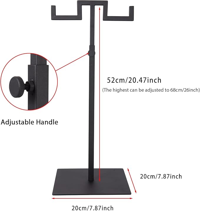 Polmart Countertop Adjustable Double-Hanger Display Stand Stand for Handbags, Wreaths, Hats, Scarves, Jewelry & Crafts，Wear-resistant, quiet and sturdy metal base – Black