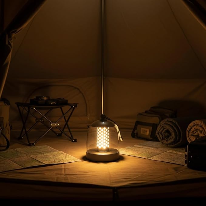 MKLK Camping Lantern, IPX4 Waterproof Touch Control LED Night Light, USB Rechargeable & Long Lasting Battery, Portable Hanging Tent Lamp for Outdoor Camping Hiking Backpacking,Silver Gray