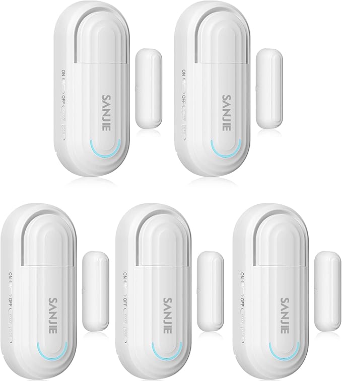 SanJie Window Alarm Sensors Door Alarms for Home Security Volume Ajustable 0-120 DB Pool Door Alarms for Kids Safety with 4 Modes Open Alarm/Close/Dingdong/Reminder Burglar Alert (5 Pack)