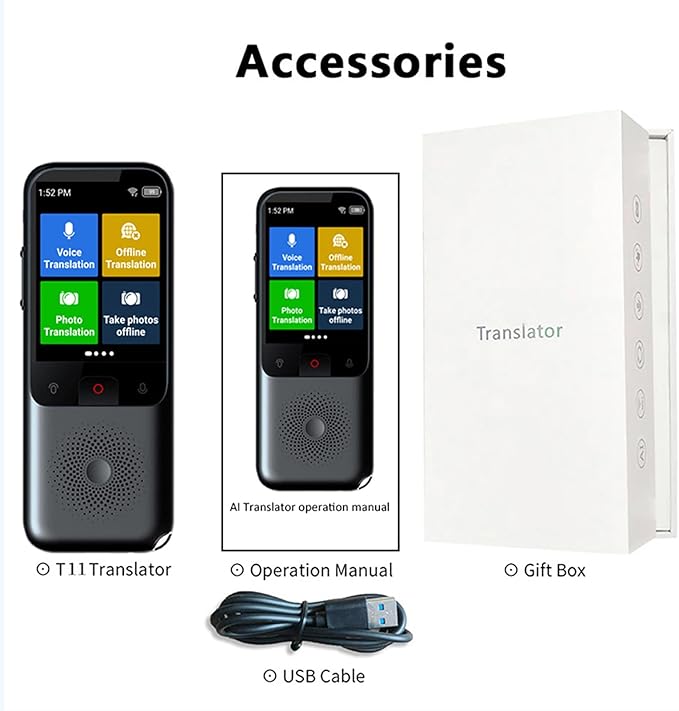 Portable Language Translator Device, 138 Languages Online, 17 Languages Offline, Voice Video Recording, Unit Conversion - Multilingual Communication, Photo Translation, Ideal for