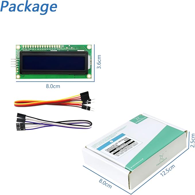 Freenove I2C IIC LCD 1602 Module, New Type TWI Serial 16x2 Display, Compatible with Arduino Raspberry Pi Pico ESP32 ESP8266