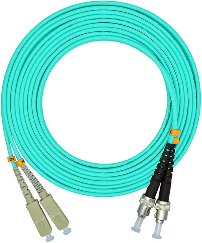 Jeirdus 2Meters 6ft SC to ST Duplex 50/125 10G OM3 Multi-Mode Fiber Optic Cable Jumper Optical Patch Cord SC-ST