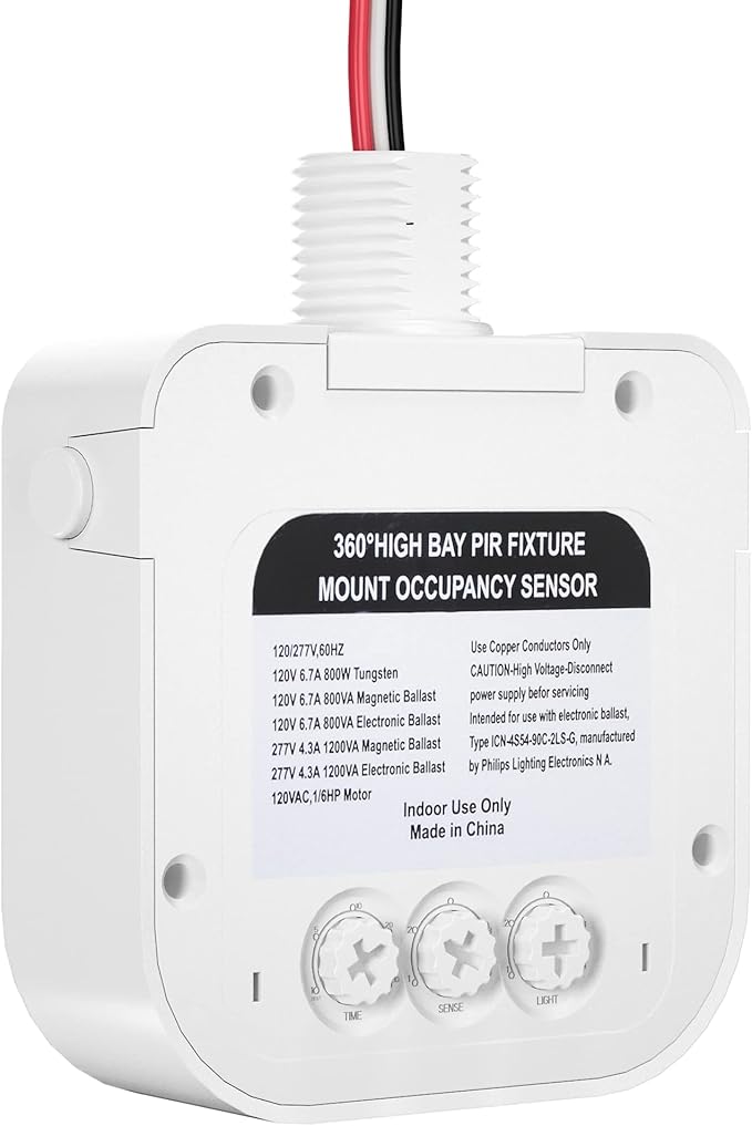 EverElectrix 50 Pack Ceiling Occupancy Motion Sensor, Passive Infrared Technology, High Bay Fixture Mount 360 Degree, Hard-Wired, 120-277 VAC, Commercial/Industrial Grade
