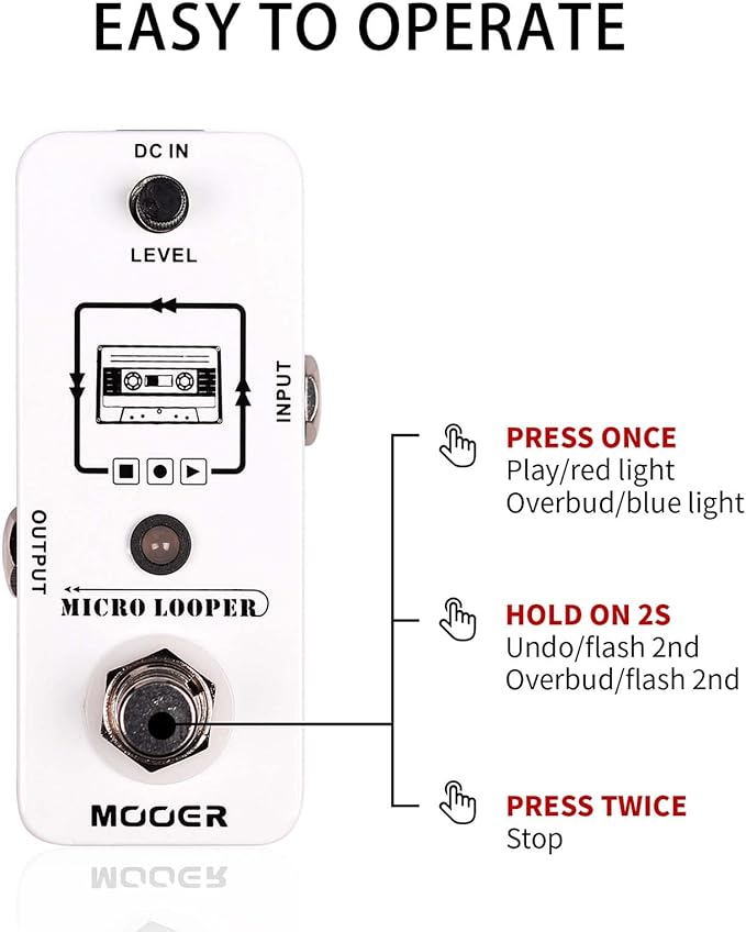 MOOER Micro Looper Guitar Loop Pedal Effect Pedal with 30 Minutes Recording Time, Unlimited Overdubs, Pure Sound for Electric Guitar