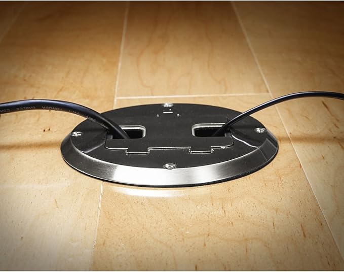 RACO 6239SS Floor Kit with Recessed Duplex 15A TR Device and Adjustable Steel Box, 1-Gang, Stainless Steel