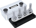 AMOMD 300A Bus Bars 4 Terminal Studs (3/8 inch) M10 Nickel Plated Copper Distribution Block Negative Electrical Buss Bars 12-48 V DC with Cover for Trailer Marine Boat Car RV (Black)