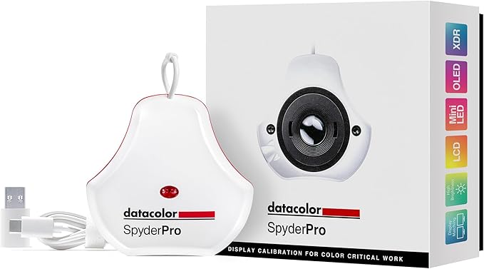 datacolor SpyderPro - Monitor Calibration Up to 12000nits, 3D LUT Capability, Device Preview Plus, Content Credentials (C2PA), and Light Meter Integration