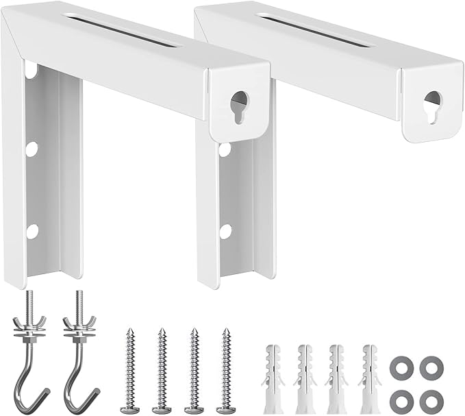 WALI Universal Projector Screen Ceiling Mount, Wall Hanging Mount L-Brackets, 6 inch Adjustable Extension with Hook Kit, Perfect Projector Screen Placement Hold up to 66 lbs (PSM001-W), White