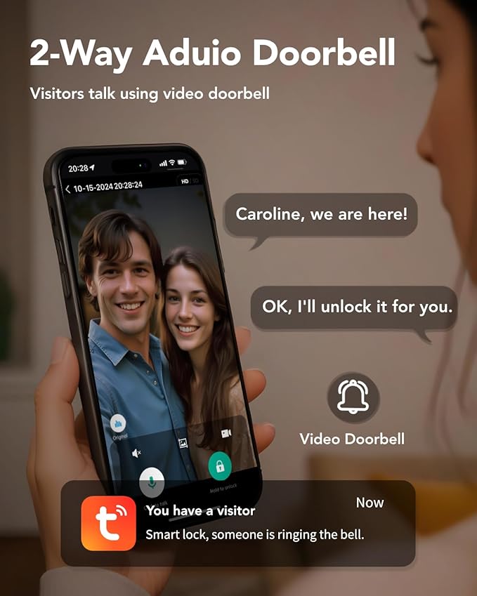 Devo G1 Video Smart Lock with Camera&Doorbell, 6-in-1 Keyless Entry Door Lock Deadbolt with Handle Set, App Remote, Fingerprint ID, Auto Locks, Built-in Wi-Fi Smart Deadbolt for Front Door