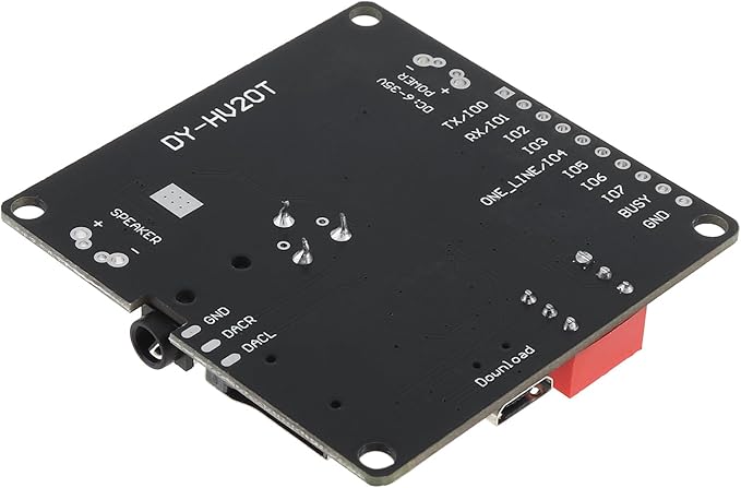 DiGiYes 20W Voice Playback Module DC 6-35V 24-bit DAC Output Support TF Card 32GB for Broadcast Device DIY, Support USB Downloadable Music Player Board