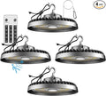 Lightdot 400W Smart High Bay LED Lights 60000LM UFO Lights with Controller (Supports Normal Mode & Motion Sensor Mode) ETL-Listed Plug and Play for 30-50FT Height Warehouse-4Pack (6Yrs Warranty)