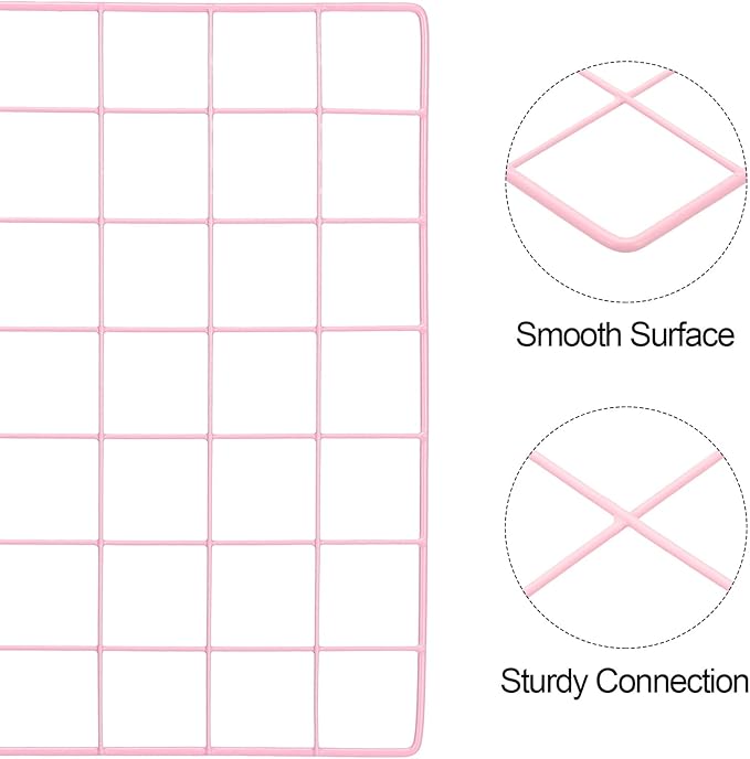 PATIKIL 14"x14" Wire Grid Panel, 2 Pack Board Photo Pictures Memo Display Grid Panels Hanging Organizer Wall Decorative Panel for Home Office Wedding, Pink