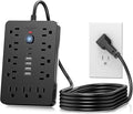 JouleLoom 15 FT Flat Plug Surge Protector Power Strip,11 Multiple AC Outlets with 6 USB Ports (2 USB C), 15 Feet Extension Cord, 1250W/10A, One Touch Switch Button, 17 in 1 Compact powerstrip
