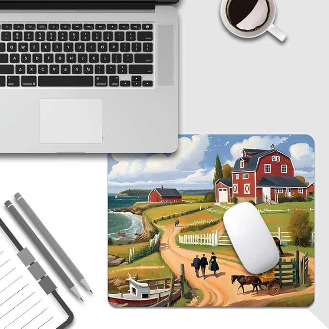 Beach House Square Mouse pad, Texture, Waterproof, Anti Slip Rubber Base, Computer Mouse pad, Laptop Mouse pad